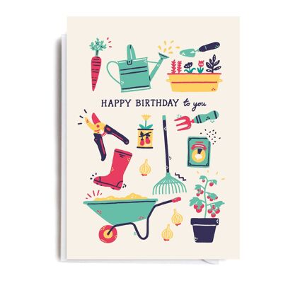 Tarjeta de cumpleaños de jardinería