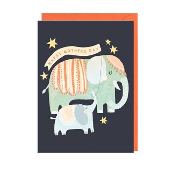 Carte ÉLÉPHANT BONNE FÊTE DES MÈRES - ENVELOPPE ORANGE 1