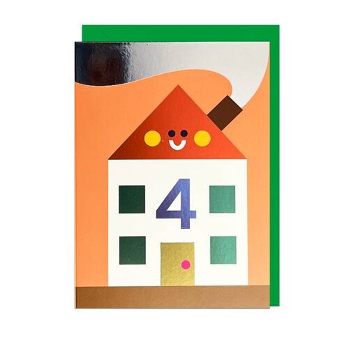 HOUSE AGE 4 FOIL GREEN ENVELOPE Card