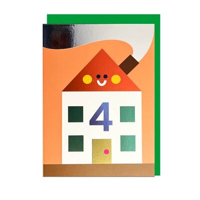 Haus Alter 4 Folie grün Umschlag Karte