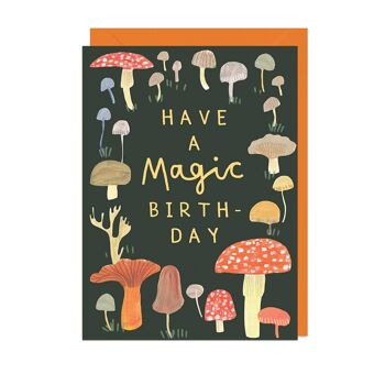 Carte CHAMPIGNON MAGIQUE D'ANNIVERSAIRE - ENVELOPPE ORANGE 1