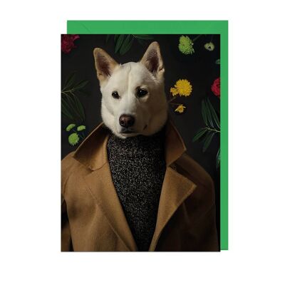 MENSWEAR DOG FLOWERS GREEN ENVELOPE Card