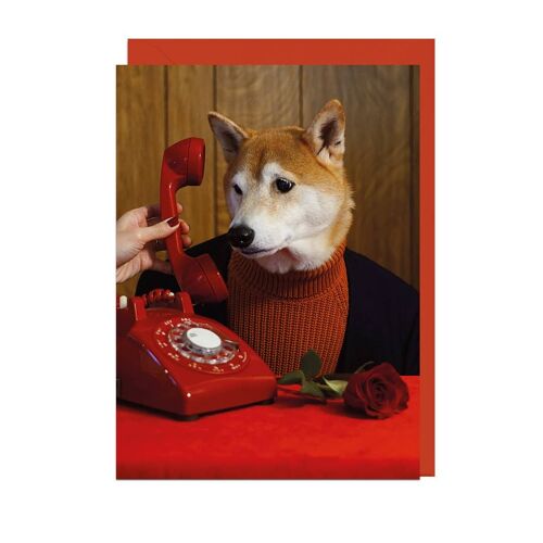 MENSWEAR DOG PHONE LOVE CRIMSON ENVELOPE Card