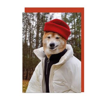 Carte POUR HOMMES DOG WOODS BEANIE CRIMSON ENVELOPPE 1