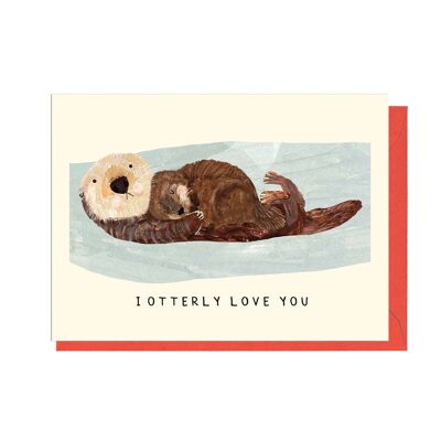 Carte OTTERLY LOVE YOU, ENVELOPPE ROUGE