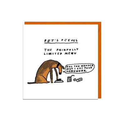 PETS PEEVES - MENU Card