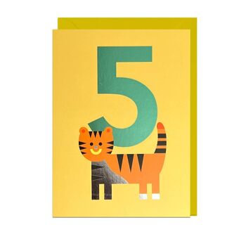 Carte ENVELOPPE JAUNE TIGER AGE 5 1