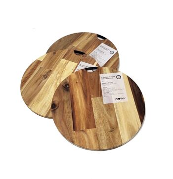 Planches à découper ou planches de service en bois d'acacia avec manche métallique 4