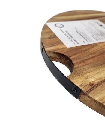 Planches à découper ou planches de service en bois d'acacia avec manche métallique 7