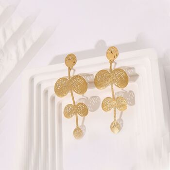 Boucles d'oreilles feuille effet brossé 1