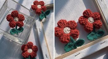 Boucles d’oreilles fleurs au crochet faites à la main 4