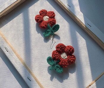 Boucles d’oreilles fleurs au crochet faites à la main 5