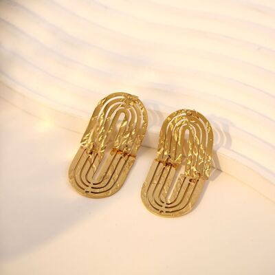 Gold Folded Race Track Earrings