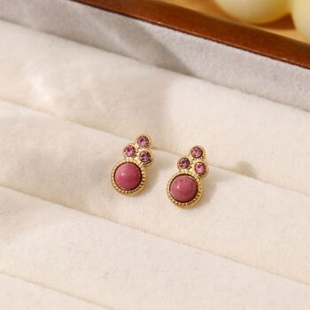 Boucles d'oreilles puces d'oreilles rose 1