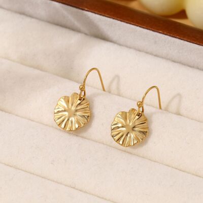 Gold round plate earrings