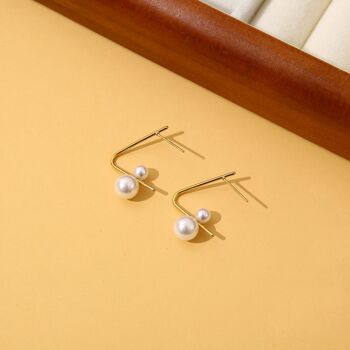 Boucles d'oreilles ligne avec double perle