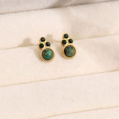 Boucles d'oreilles puces d'oreilles malachite synthétiques