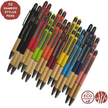 50 stylets en bambou durables colorés