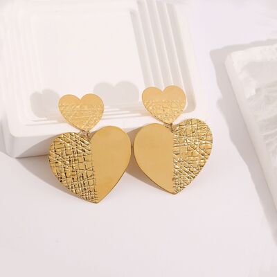 Gold double heart earrings