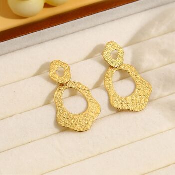 Boucles d'oreilles dorées double cercle 2