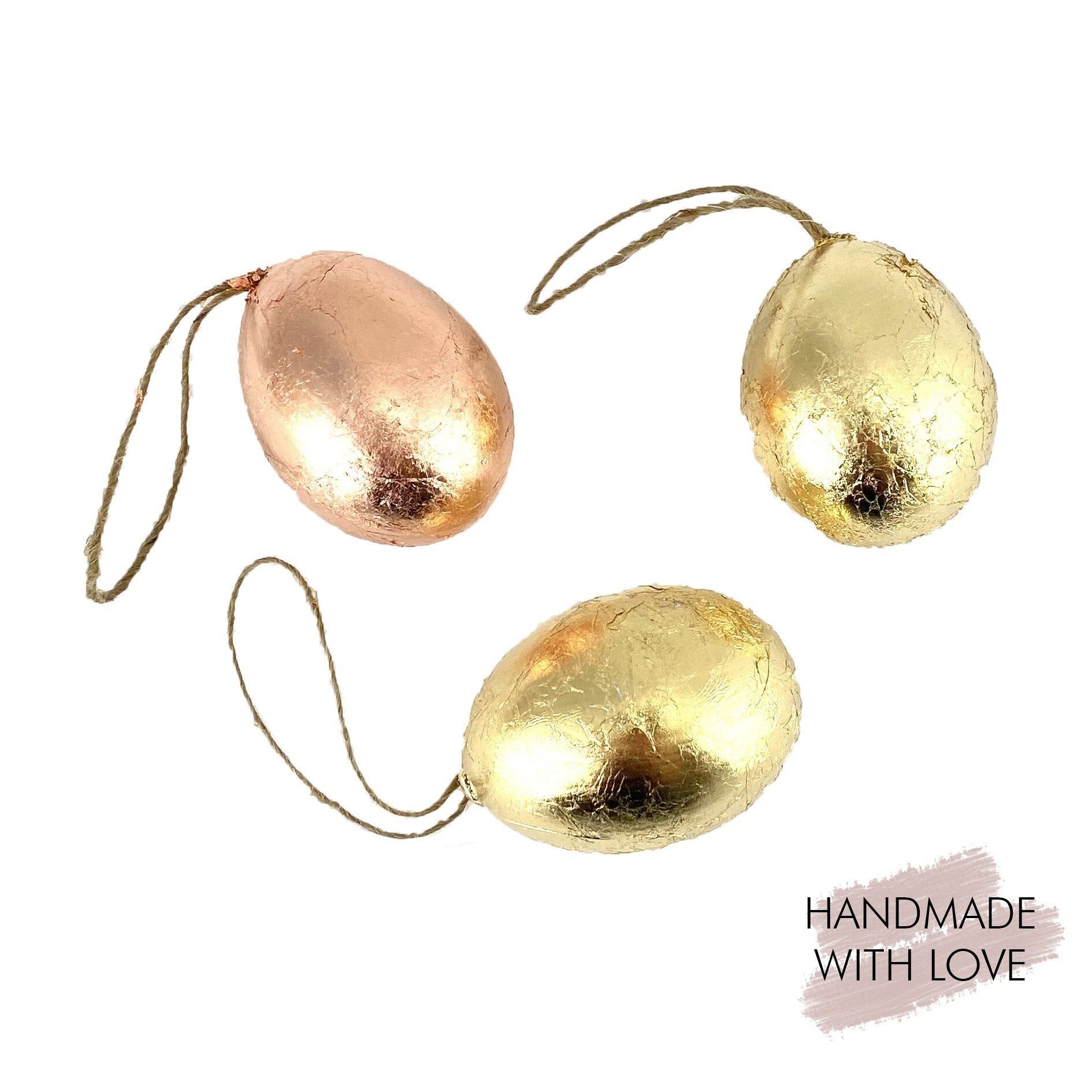 Ganci per uova di Pasqua rame/oro, set da 3