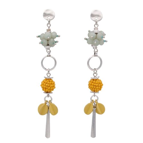 VAUPES Pendientes largos estilo mexicano agua, amarillo y plata