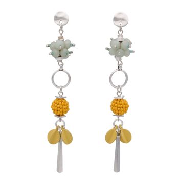 VAUPES Pendientes largos estilo mexicano agua, amarillo y plata 1