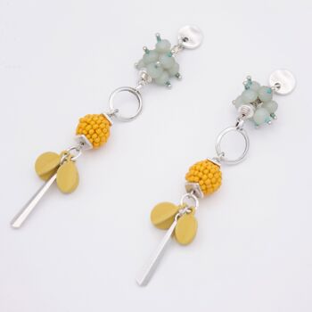 VAUPES Pendientes largos estilo mexicano agua, amarillo y plata 2