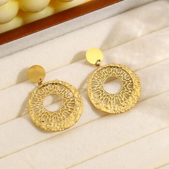 Boucles d'oreilles pendantes dorées cercle 1