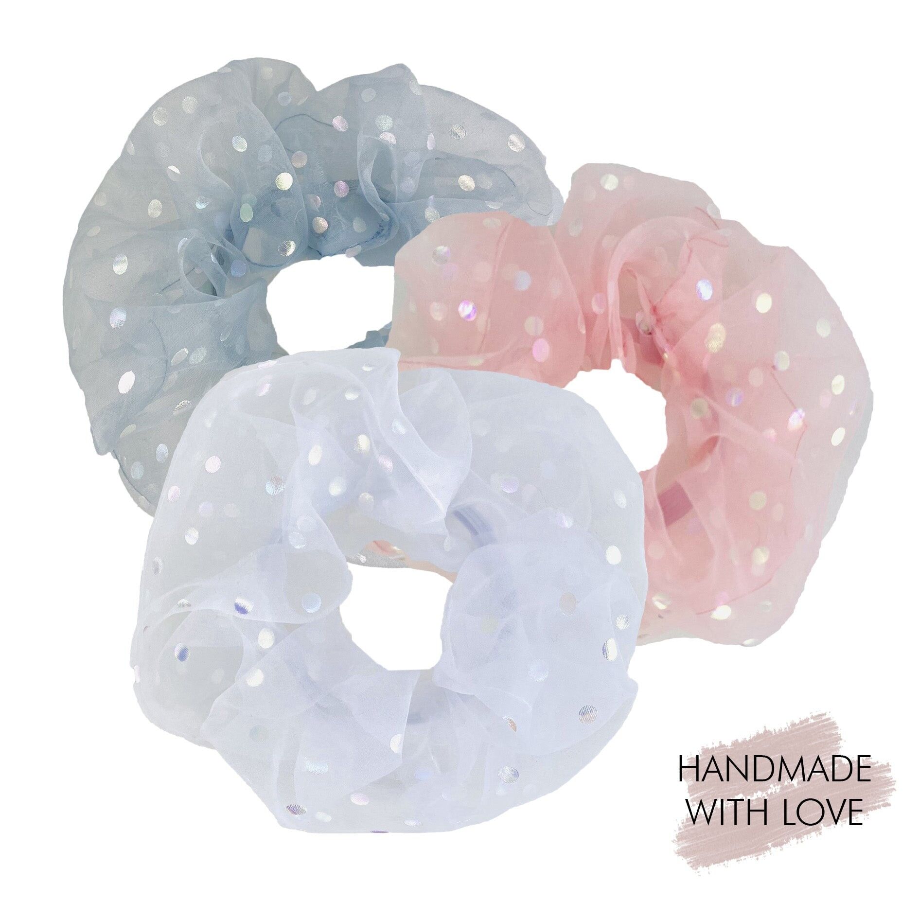 Haargummi XXL Scrunchies Dots Shine 3er Set