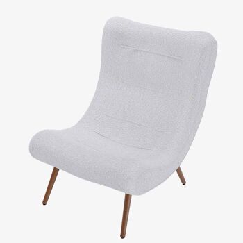 Fauteuil avec repose-pieds bouclé blanc, Marcello 3