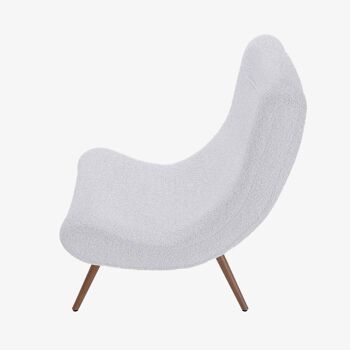 Fauteuil avec repose-pieds bouclé blanc, Marcello 4