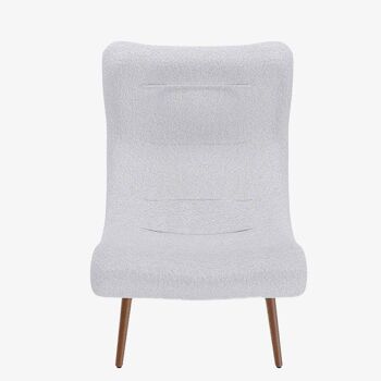 Fauteuil avec repose-pieds bouclé blanc, Marcello 5