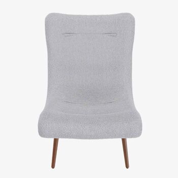 Fauteuil avec repose-pieds bouclé gris-crème, Marcello 5