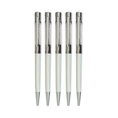 Stifte im Swarovski-Stil | 5 Stück | Weißes Silber | Metall | Über 500 Kristalle