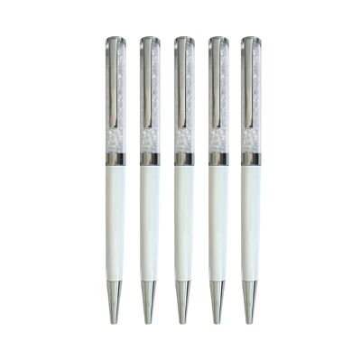 Stifte im Swarovski-Stil | 5 Stück | Weiß | Metall | Über 500 Kristalle