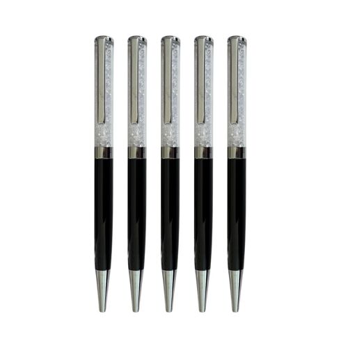 Swarovski Stijl Pennen | 5 Stuks | Zwart | Metaal | 500+ Kristallen