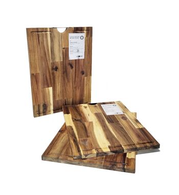 Planches à découper en bois d'acacia avec manche en métal 40x30cm 3