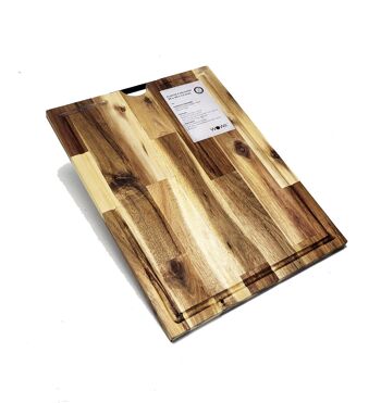 Planches à découper en bois d'acacia avec manche en métal 40x30cm 5