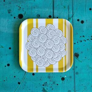 plateau SWEDISH FIKA CINNAMON jaune/blanc 20x20 cm