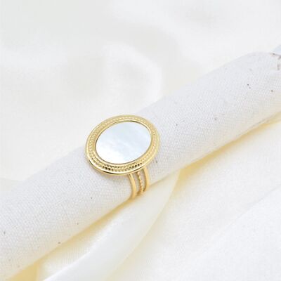 Mother-of-pearl ring in gold-plated stainless steel - BG310112OR