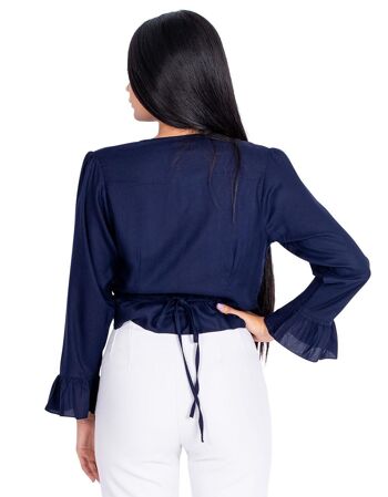 Chemise bleue à manches longues pour femmes 6