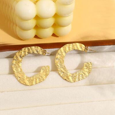 Gold hammered hoop earrings