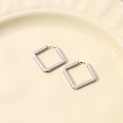Silver diamond hoop earrings