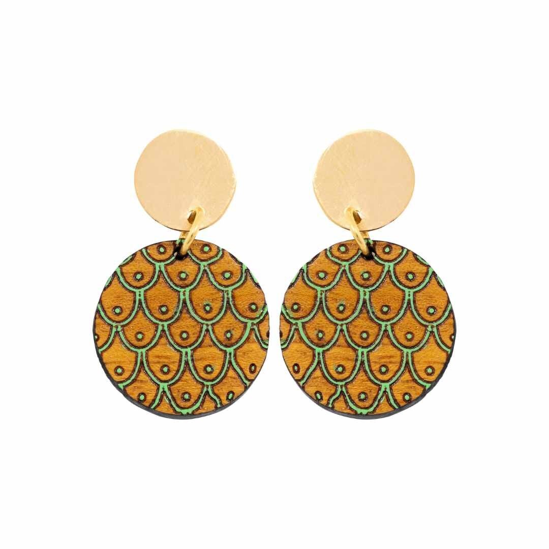 Orecchini in legno riciclato Grinsing