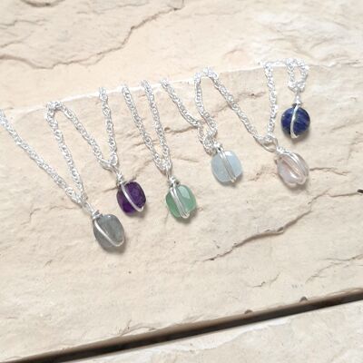 925 Silver Necklace and Essential Natural Stones