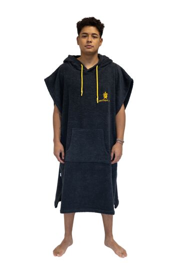 Poncho Surf Cinza Escuro - Tamanho Largo - Algodão - sem mangas 1