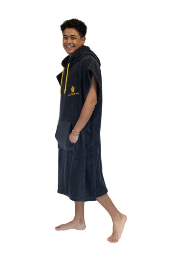 Poncho Surf Cinza Escuro - Tamanho Largo - Algodão - sem mangas 2