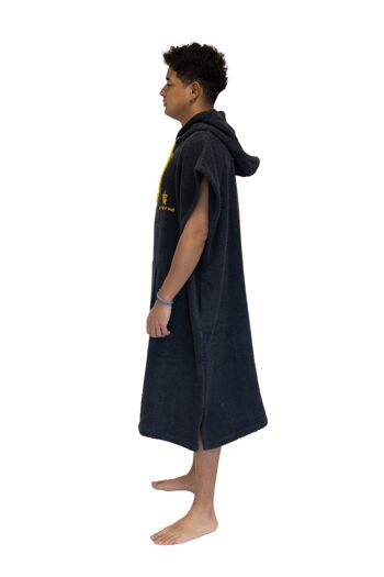 Poncho Surf Cinza Escuro - Tamanho Largo - Algodão - sem mangas 3