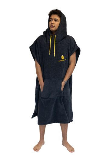 Poncho Surf Cinza Escuro - Tamanho Largo - Algodão - sem mangas 6